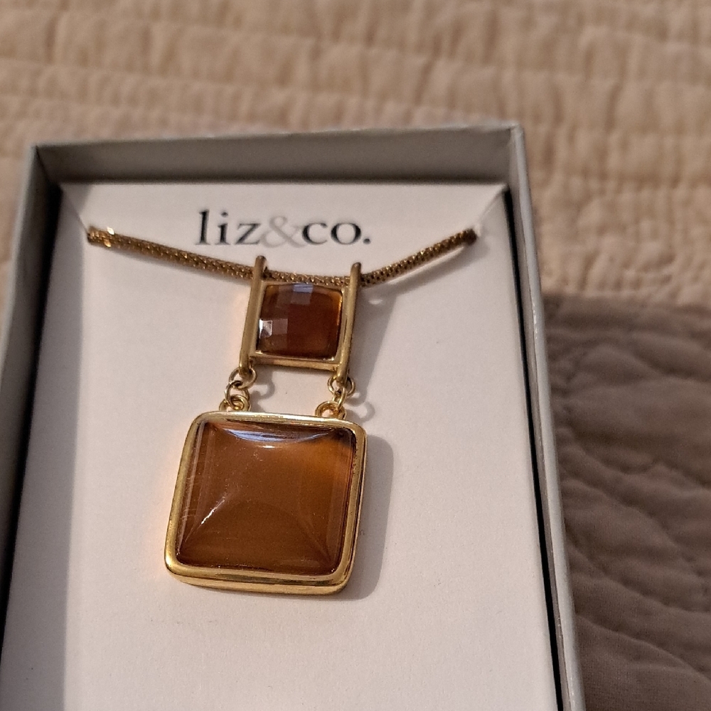 Liz & Co. Gold and Brown Geometric Necklace